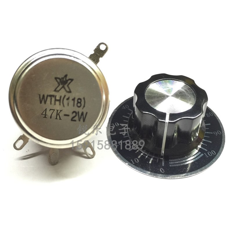 电位器带A03旋钮+数字刻度盘 WTH118-1A 2W 47k 2w碳膜电位器