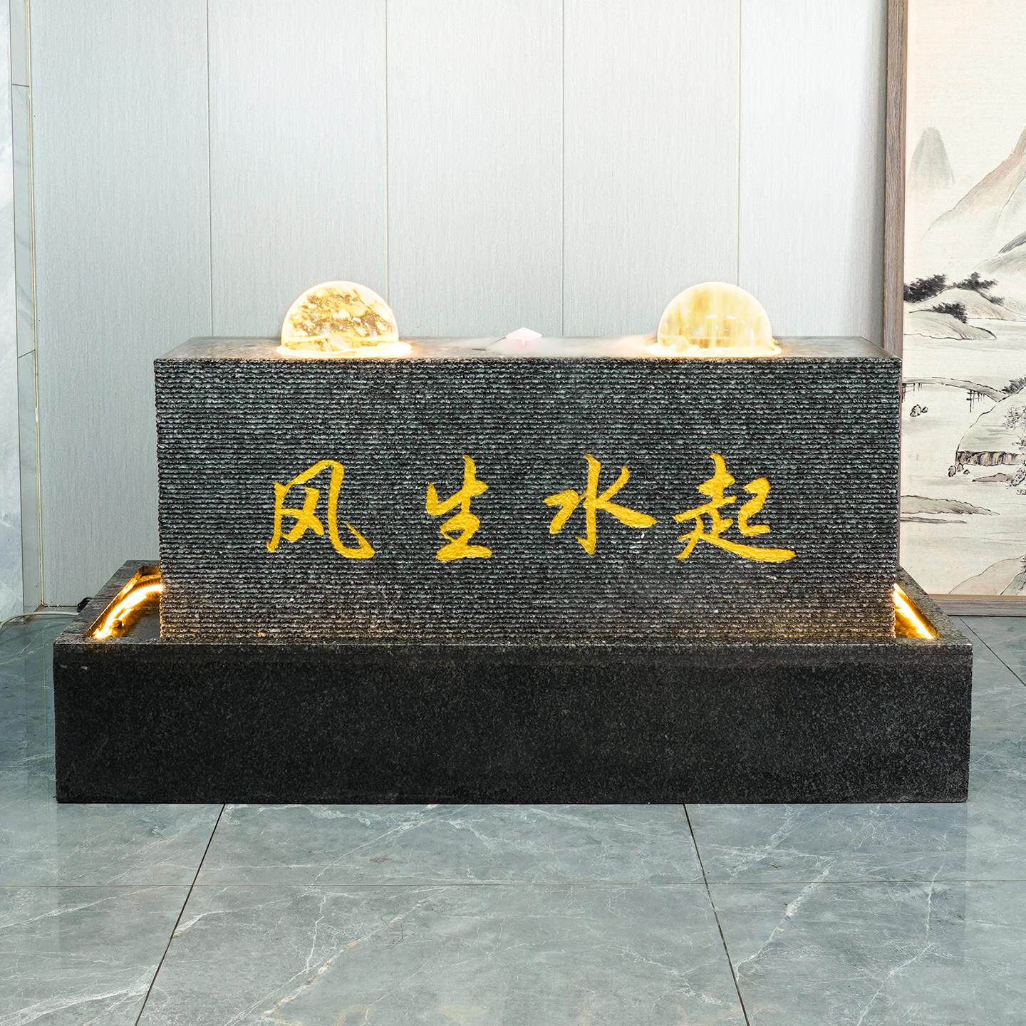 DGT风生水起五水晶球旋转式流水摆泉件喷办路财神酒店大厅公室风