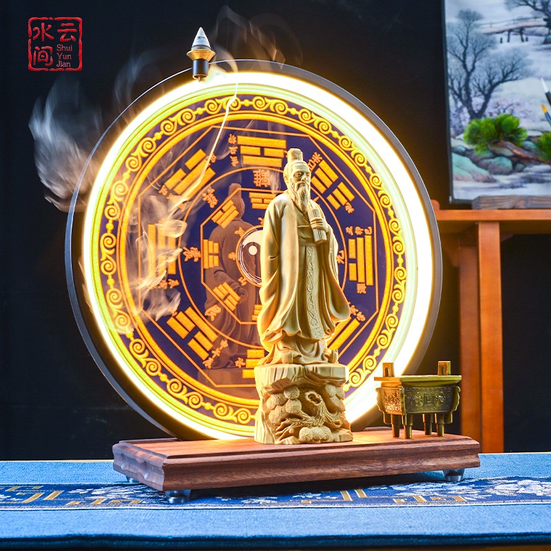 中式禅意孔子像摆件诸葛亮范蠡文财神比干办公室书房客厅老师礼品
