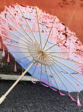 油纸伞古风舞蹈表演出伞汉服旗袍花伞流苏带穗防晒儿童摄影道具伞