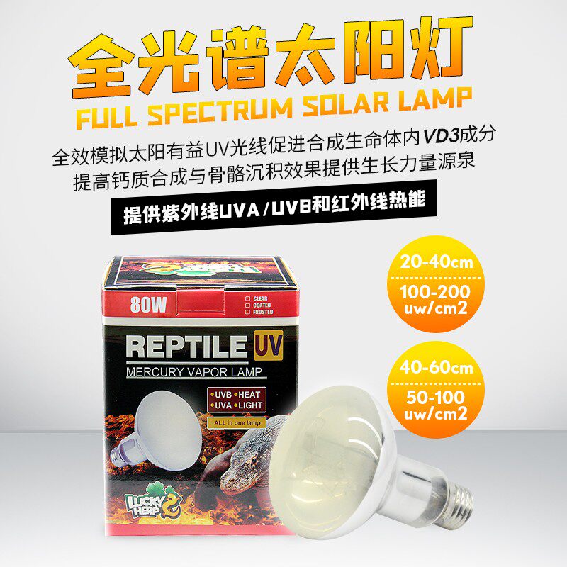 爬宠全光谱UVA+UVB陆龟加热灯蜥蜴守宫饲养箱补钙晒背陶瓷太阳灯