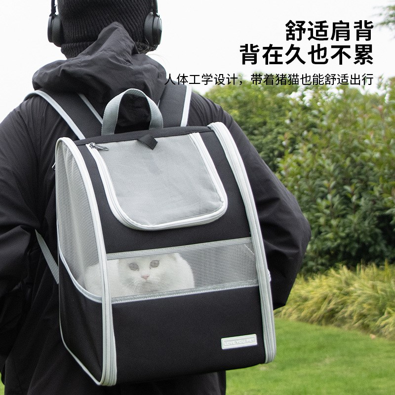 宠物猫咪外出包双肩包简约气质可折叠露营出行透气可携式小型犬背