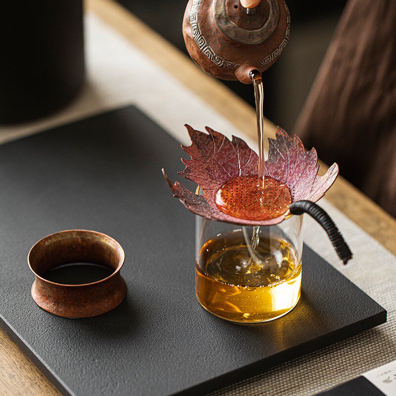 草木祠 手工紫铜茶滤茶叶过滤网 茶漏纯铜茶隔茶渣滤茶器茶道配件