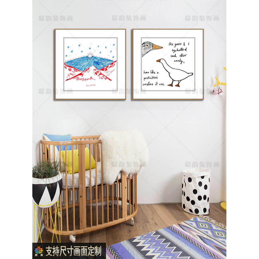 饰男女房通卡装画儿现代简约606童公主房墙画卧室床头方挂画
