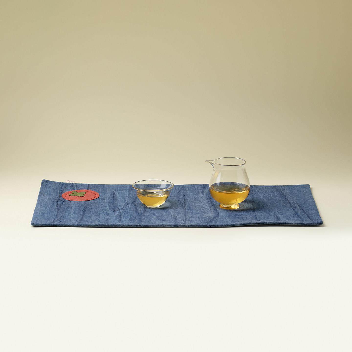 束刻藏青棉麻长方茶席刺子绣桌布干防水泡用席一禅意PhhWdyzB人桌