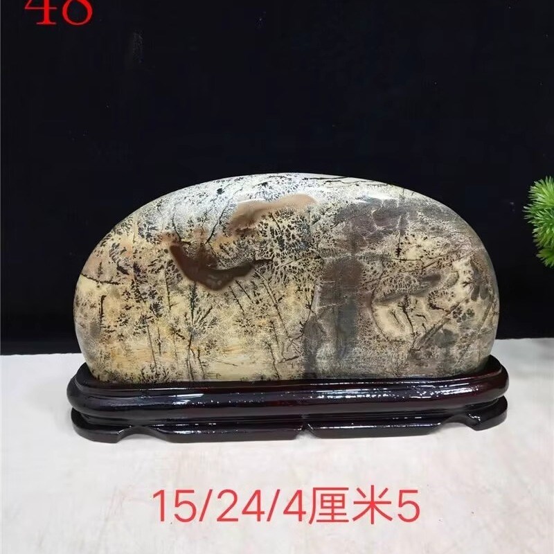 精品推荐草花石国画石天然画面石客厅玄关博古架新中式装饰摆件