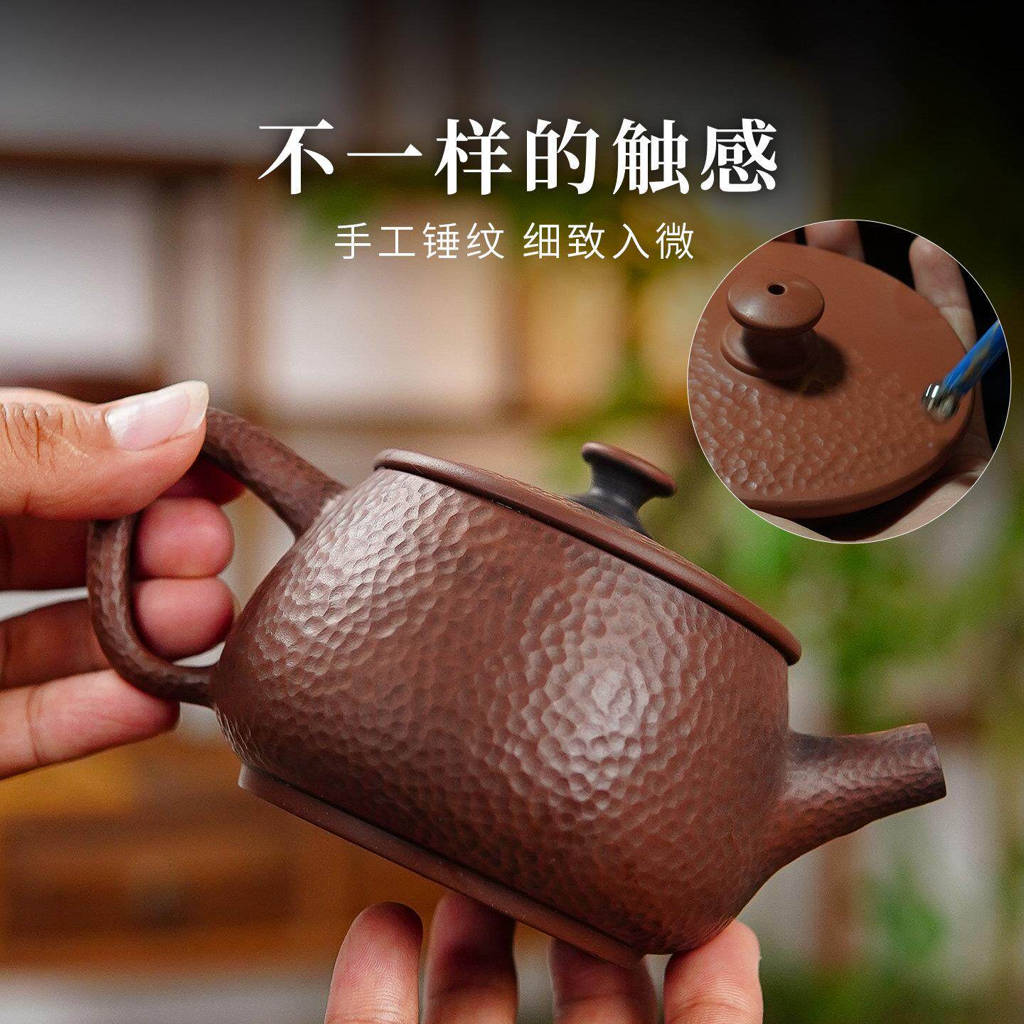 云建南水紫陶茶壶汉大口瓦石瓢VDD茶壶紫砂具手工单纯