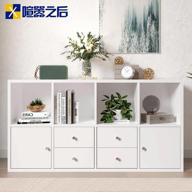 书架置物架落地书柜带门抽屉展示架开放式柜子飘窗储物柜定制8F31
