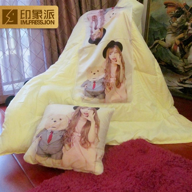 汽车用抱枕被子两用来图定制diy双面可印照片定做多功能折叠毯子
