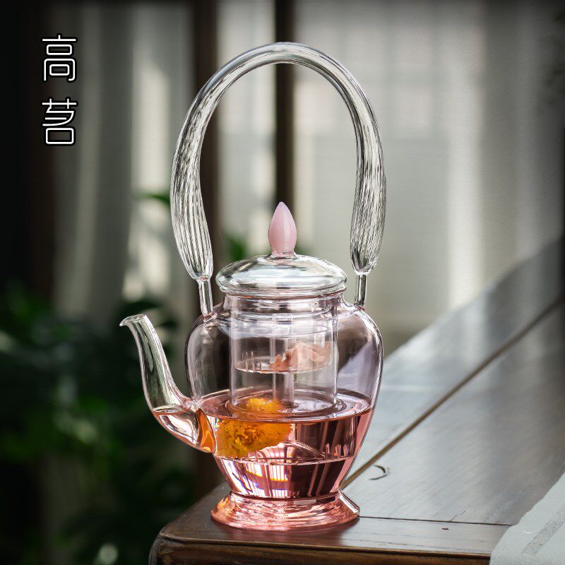 玻璃烧水壶2025新款女士粉红色煮茶壶家用花茶壶明火提梁壶耐高温