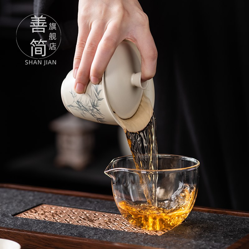 草木灰旅行茶具套装办公室露营泡茶壶陶瓷快客杯一壶两杯三杯定制
