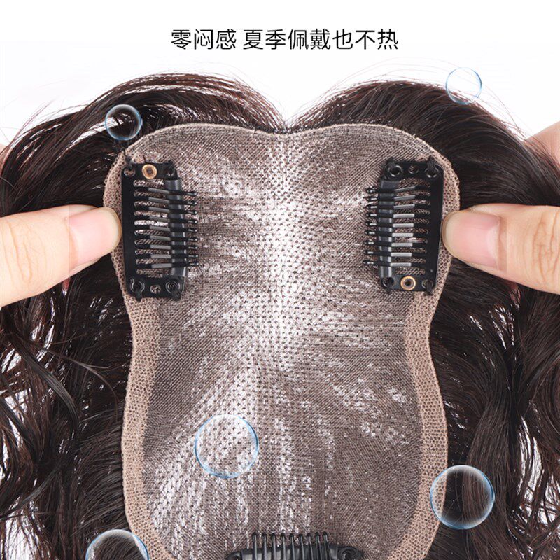 采购产品单色网卷发假发,浅色皮肤,手工编织真正的头发,长期烫发