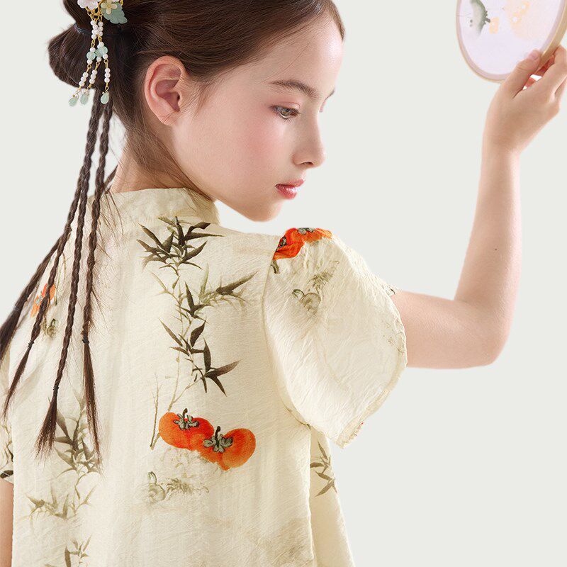 女童连衣裙夏季儿童国风旗袍裙子2024新款裤子新中式汉服短袖上衣