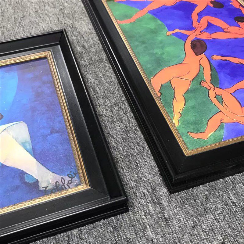 天隆小黑金古典油画框实木画框相框装裱卡纸定制带框边宽5.5cm