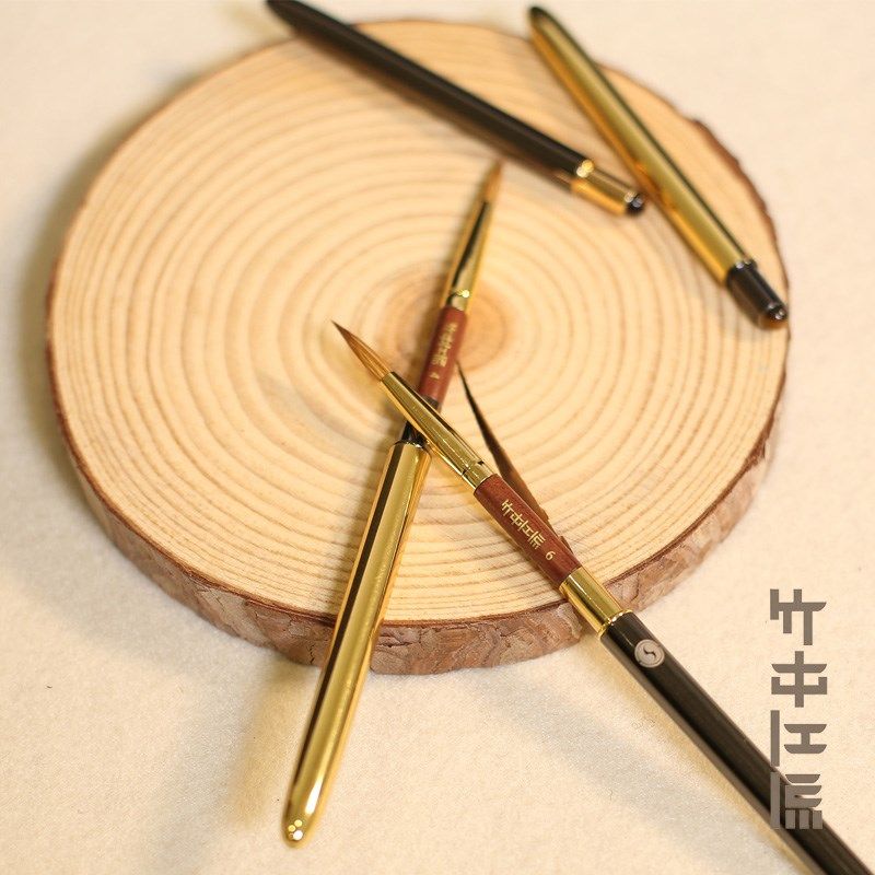 视爵宝石水彩笔貂毛虎睛石轻奢竹中江流旅行便携式金属专业勾线画
