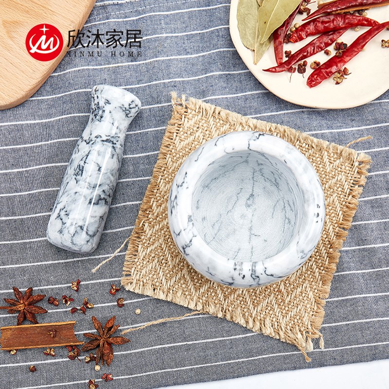 创意小号蒜臼子大理石捣蒜器手动压蒜器花椒胡椒研磨器厨房摆件