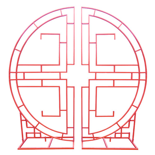 新款中式婚庆道具铁艺屏风同心圆中式婚礼用品背景现场舞台装饰门