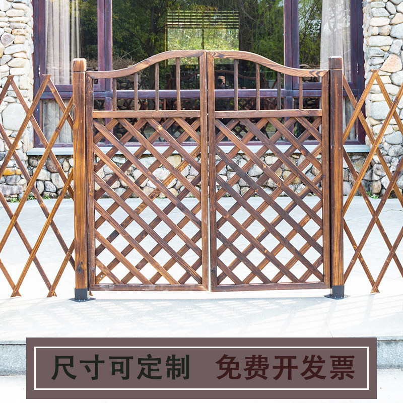 户外防腐木质栅栏门篱笆门庭院装饰围栏花园网格菜地田园围墙护栏