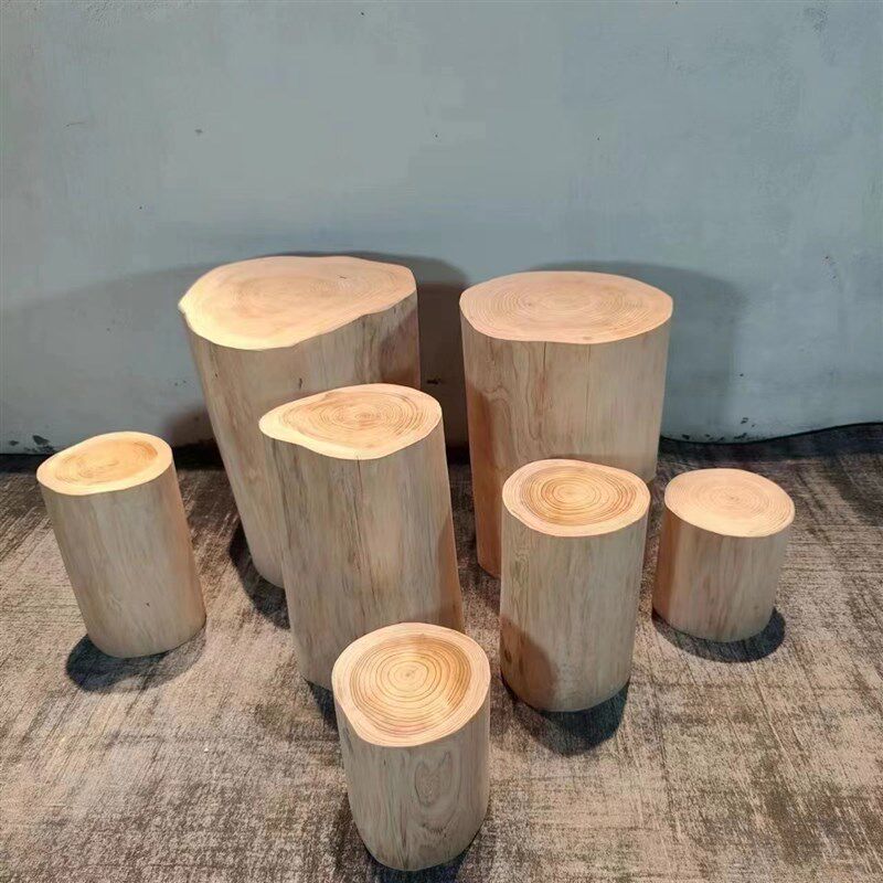 树桩木墩实木凳子服装店换鞋凳床头柜根雕边几摆件底座原木茶几凳