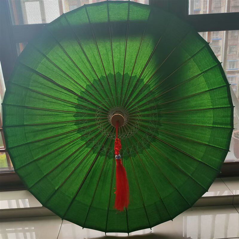 老式油纸伞绿色防雨实用桐油油纸伞素色伞拍照跳舞摄影婚庆道具伞