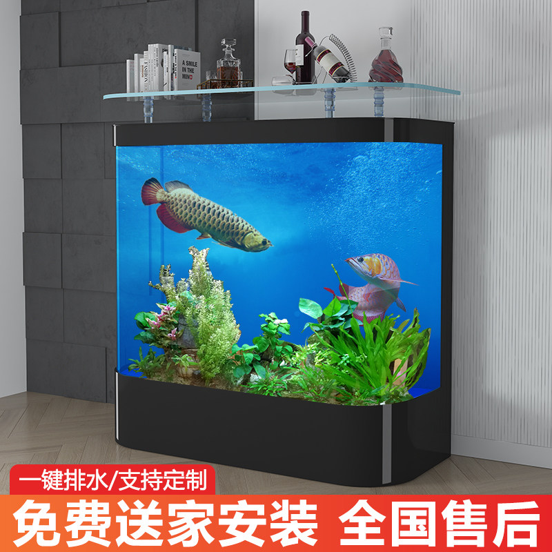 圆形鱼缸客厅小型落地家用大型欧式鱼缸玻璃免换水生态金鱼乌龟缸