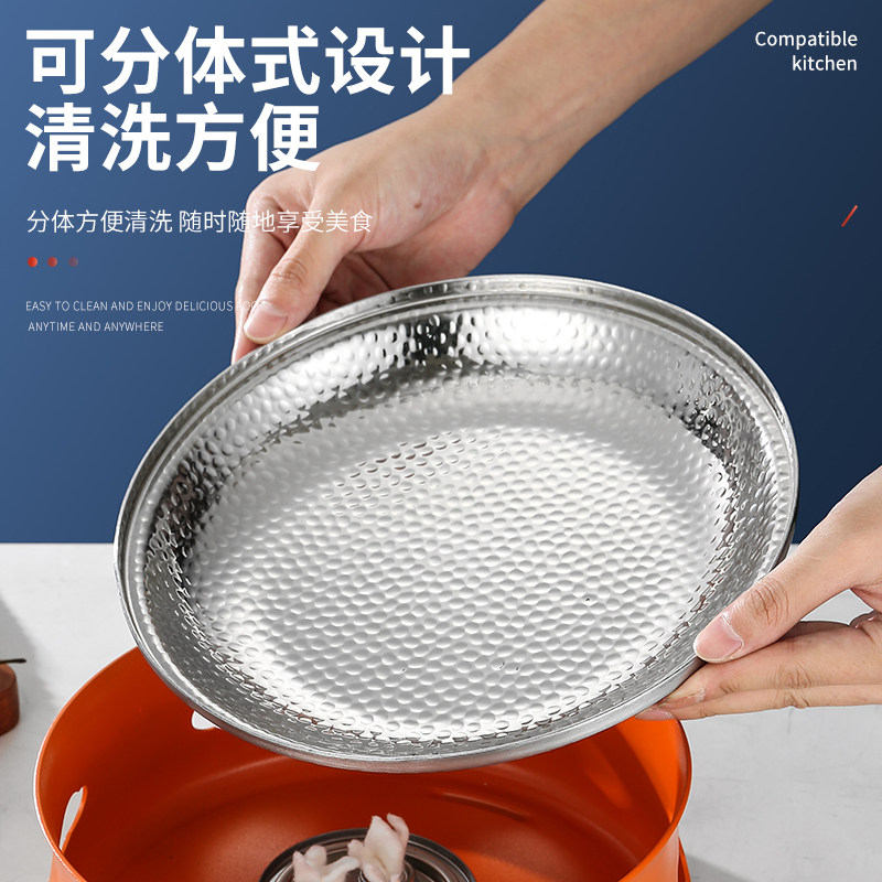 不锈钢酒精炉小火锅硬质干锅锅具暖汤炉肉蟹煲专用锅饭店专用锅仔