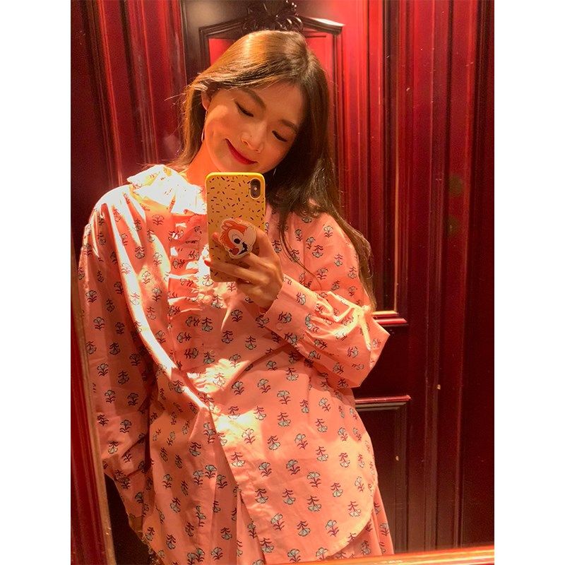 落落狷介 套装2024新款女装春款小个子穿搭一整套碎花衬衫+半身裙