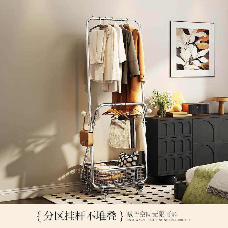 卧落地挂衣架家用双层衣边帽架20as23111325服新款房间挂衣架子床