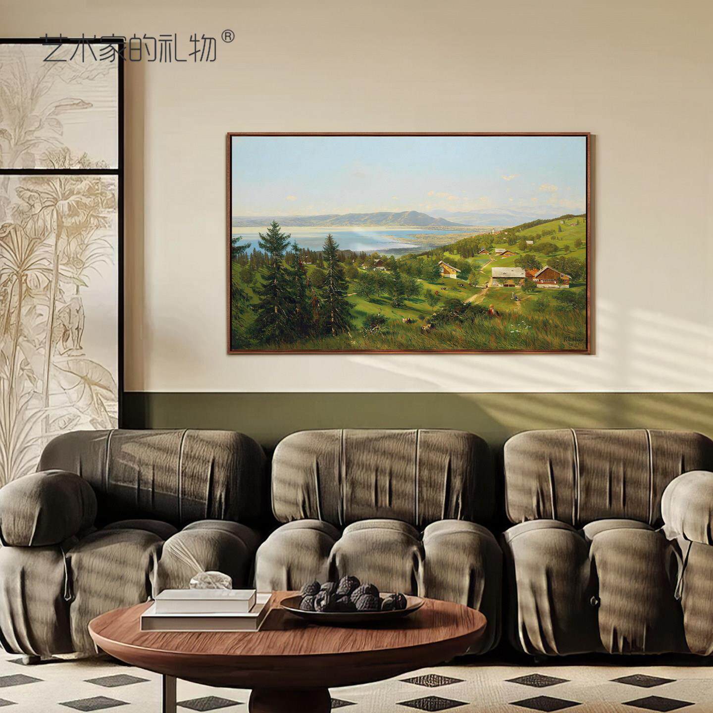 霍德勒-博登湖版客厅装饰画画发BH202504电视背景画墙挂玄关挂画