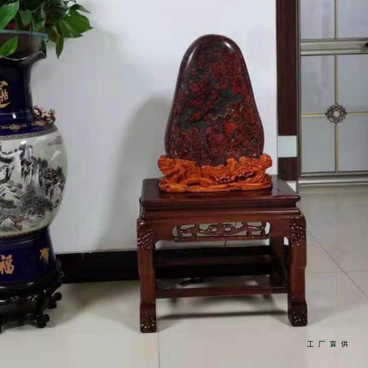 实木花架中式鱼缸架超承重盆景架客厅置物架榆木奇石桌子茶几批发