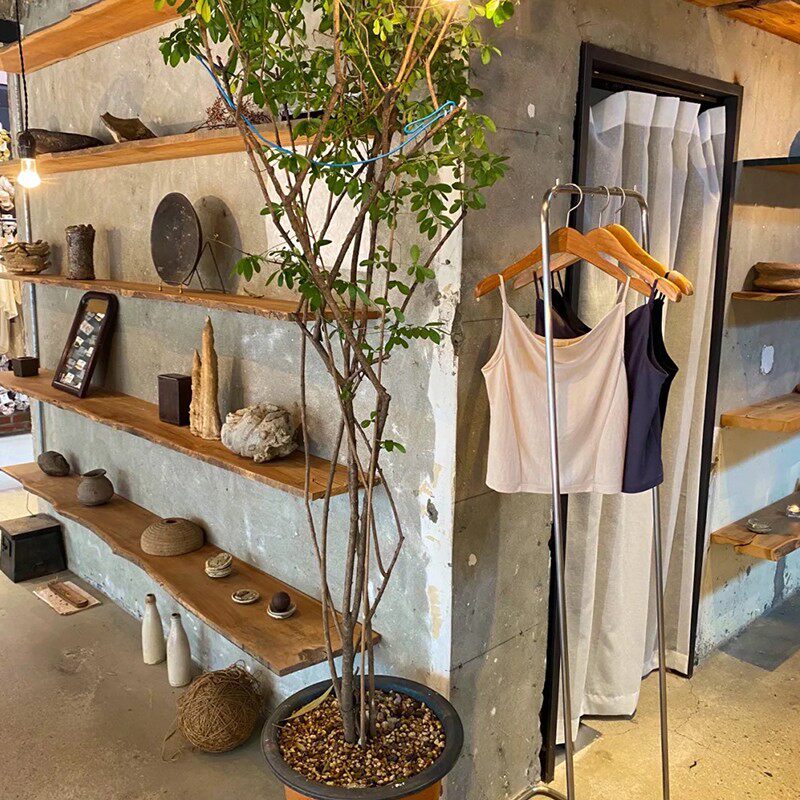原木一字隔板壁挂展示架服装店放鞋架放包置物架墙上层板侘寂风