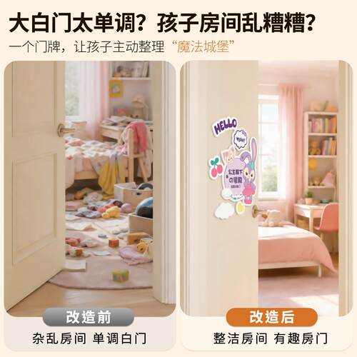 小公贴房间装饰布置墙面C-2025-7贴主女孩儿童房卧室门意门牌挂创