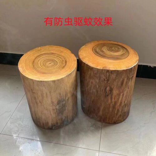 原木墩子实木凳子香樟树墩木头树桩凳子雕底茶几底座茶桌圆木凳子