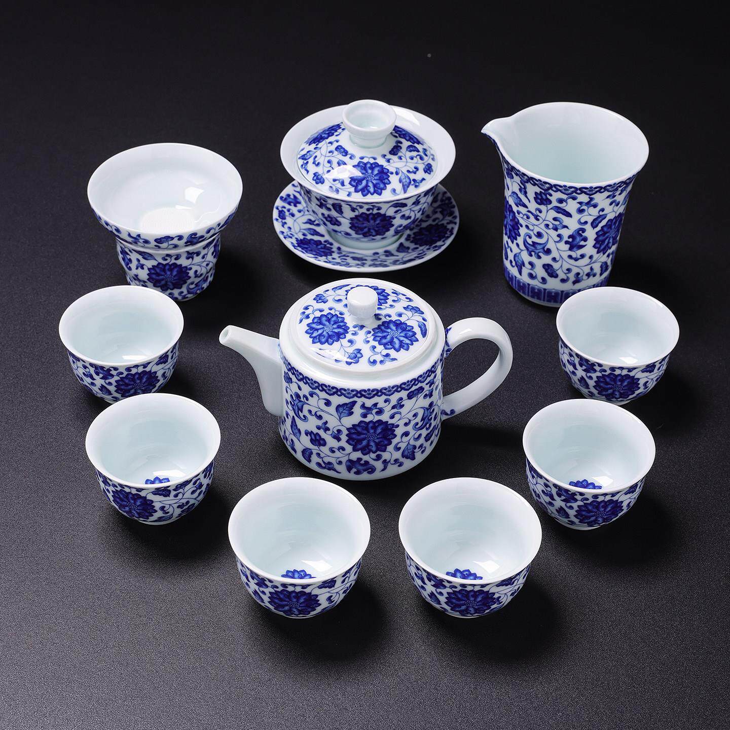 花瓷款缠枝莲功夫青茶具套组家用2026新泡专用茶具缠枝莲茶茶茶壶