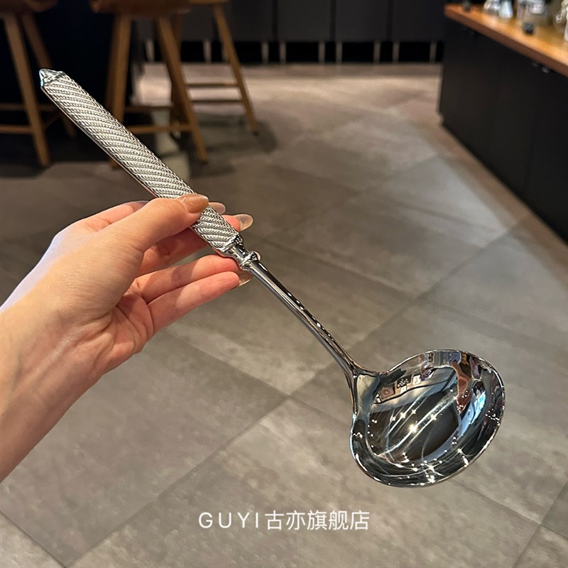 老外餐具真的牛!1810不锈钢汤勺大号粥勺盛汤火锅勺汤匙大头深汤