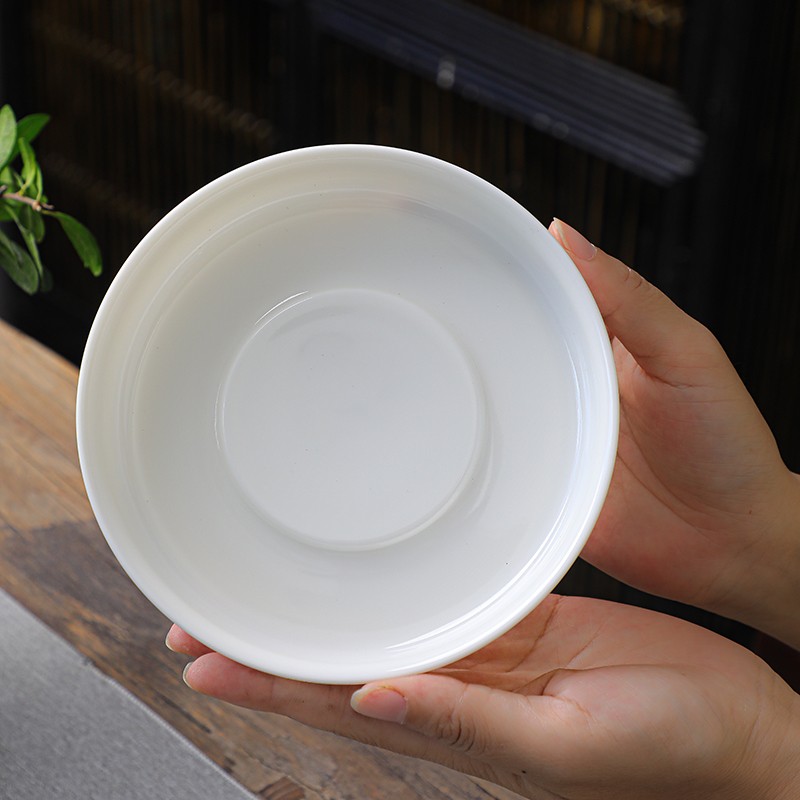 日式羊脂玉白瓷壶承陶瓷茶壶垫盖碗托盘底座储水小茶盘泡茶具配件