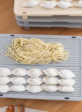 不粘面多层饺子托盘家用饺子盖帘可折叠包饺子垫盘可叠加长方形