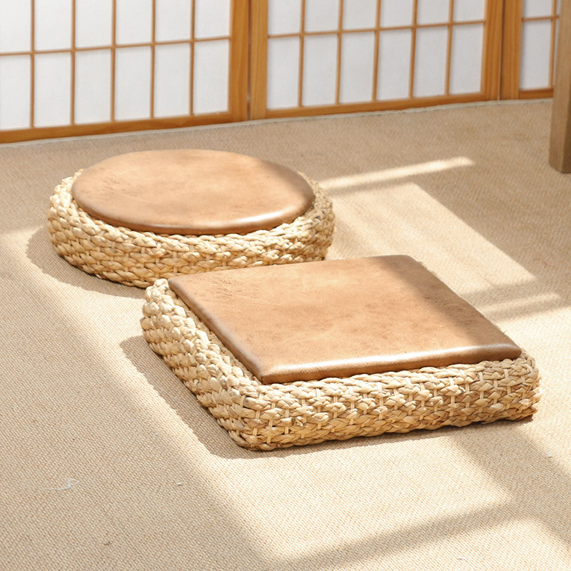 藤编蒲团榻榻米草编草垫子日式加厚打坐垫禅修垫家用飘窗地上坐垫