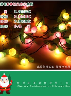 圣诞装饰品新年闪灯彩灯圣诞树装饰节日灯LED串灯新款水果彩灯