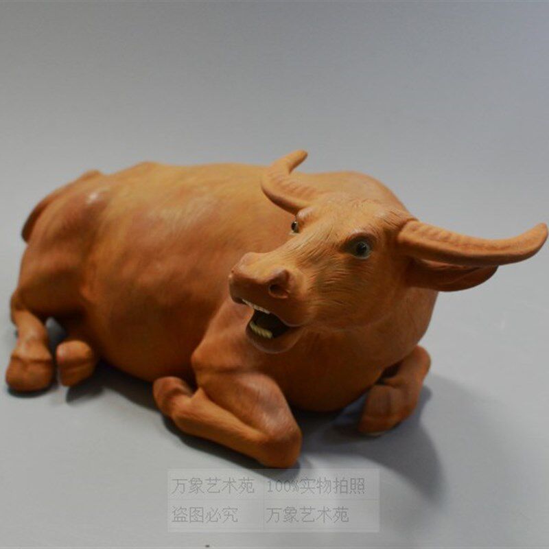 长23厘米黄牛吉祥卧牛陶瓷摆设家居动物化解卫生间厨房缺角装饰品