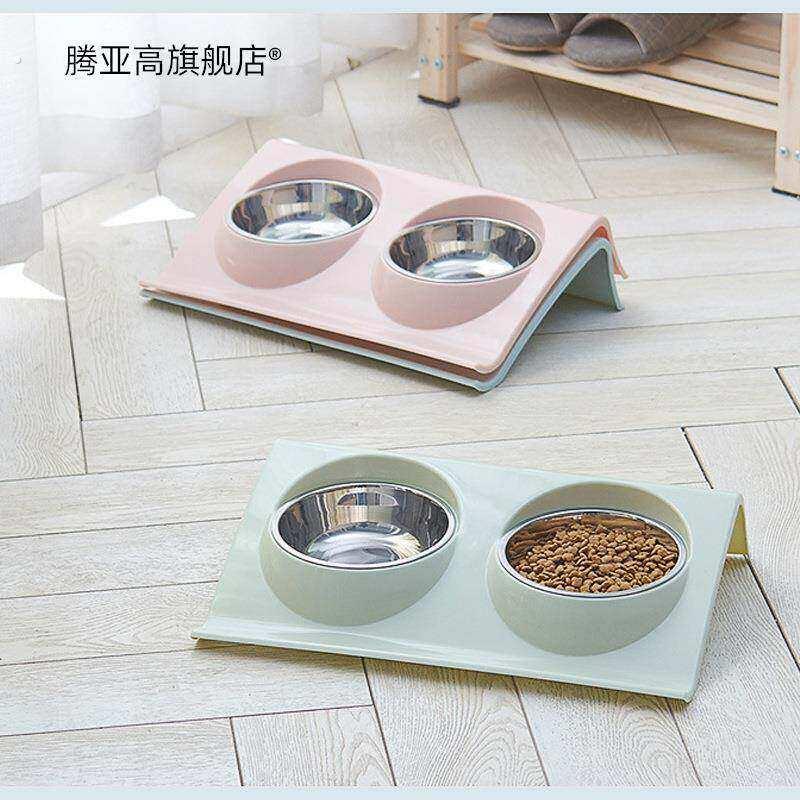 猫碗水粮一体猫食盆猫咪喝水碗猫粮碗斜口碗宠物食具喂食狗狗饭碗