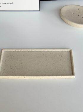 日式陶瓷大小托 托盘浴室化妆室洗漱收纳牙刷置物盘子长方形香薰
