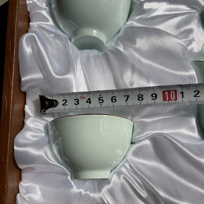 淄博礼品陶瓷鲁青瓷茶具喝茶功夫茶套装礼盒手工描金影青