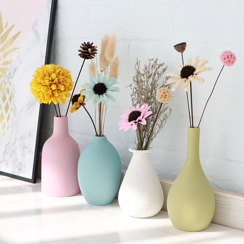 北欧风小花瓶摆件干花装饰品客厅插花餐桌电视柜创意陶瓷家居摆设