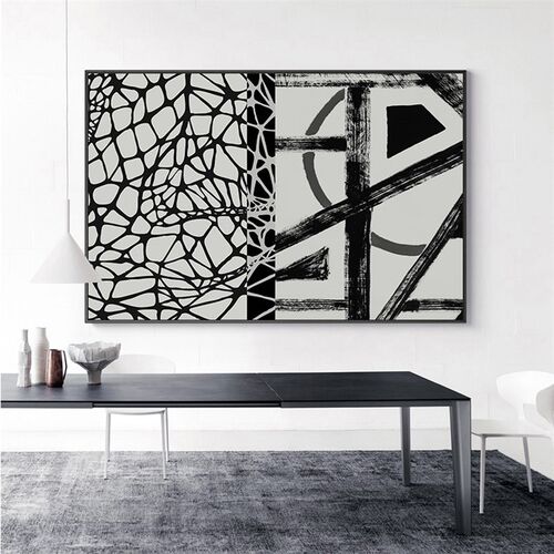 黑白装饰画楼梯油画玄关画竖版样板间过道餐厅背景画挂画酒吧壁画