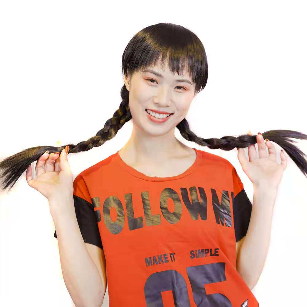 双辫子齐刘海时尚少女双辫子头套甜美可爱马尾辫表演影视假发发套图片