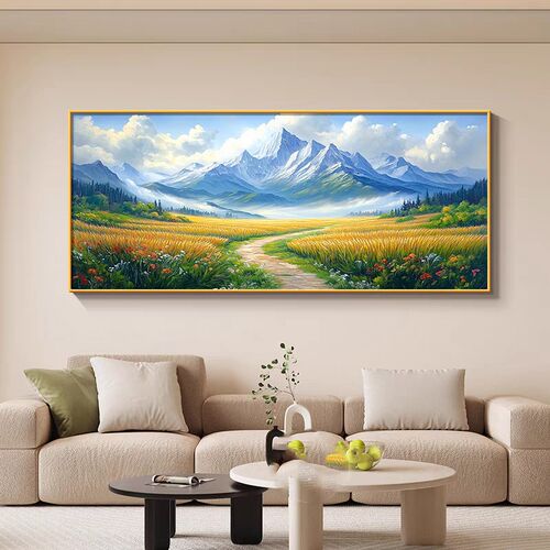 背后有靠山客厅沙发背景装饰画高档大气巨人山风景办公室墙壁挂画