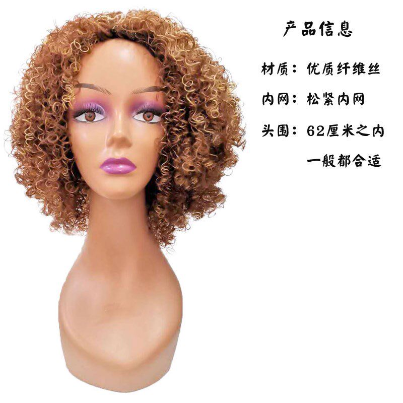 欧美热销黑人假发女小卷非洲时尚短发表演外国人卷发爆炸头套假发图片
