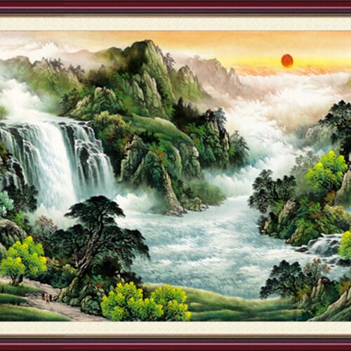 靠山画鸿运当头山水风景画墙画客厅沙发背景壁画招财办公室装饰画