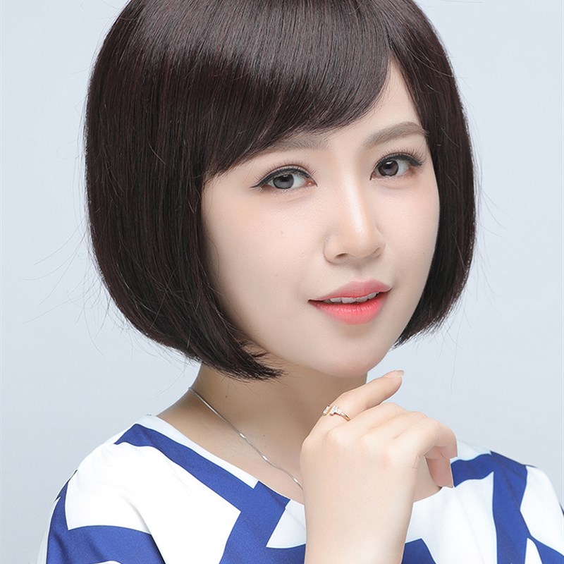 假发女短发真发全头套式妈妈款波波头短头发全真人发丝中老年假发图片